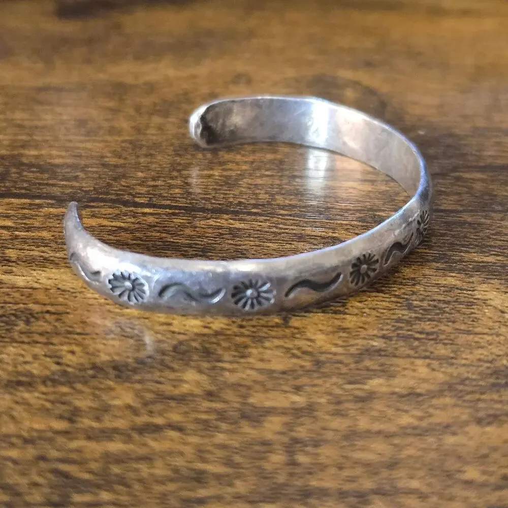 Vintage Navajo Abel Toledo AT Sterling Silver Stamped 2